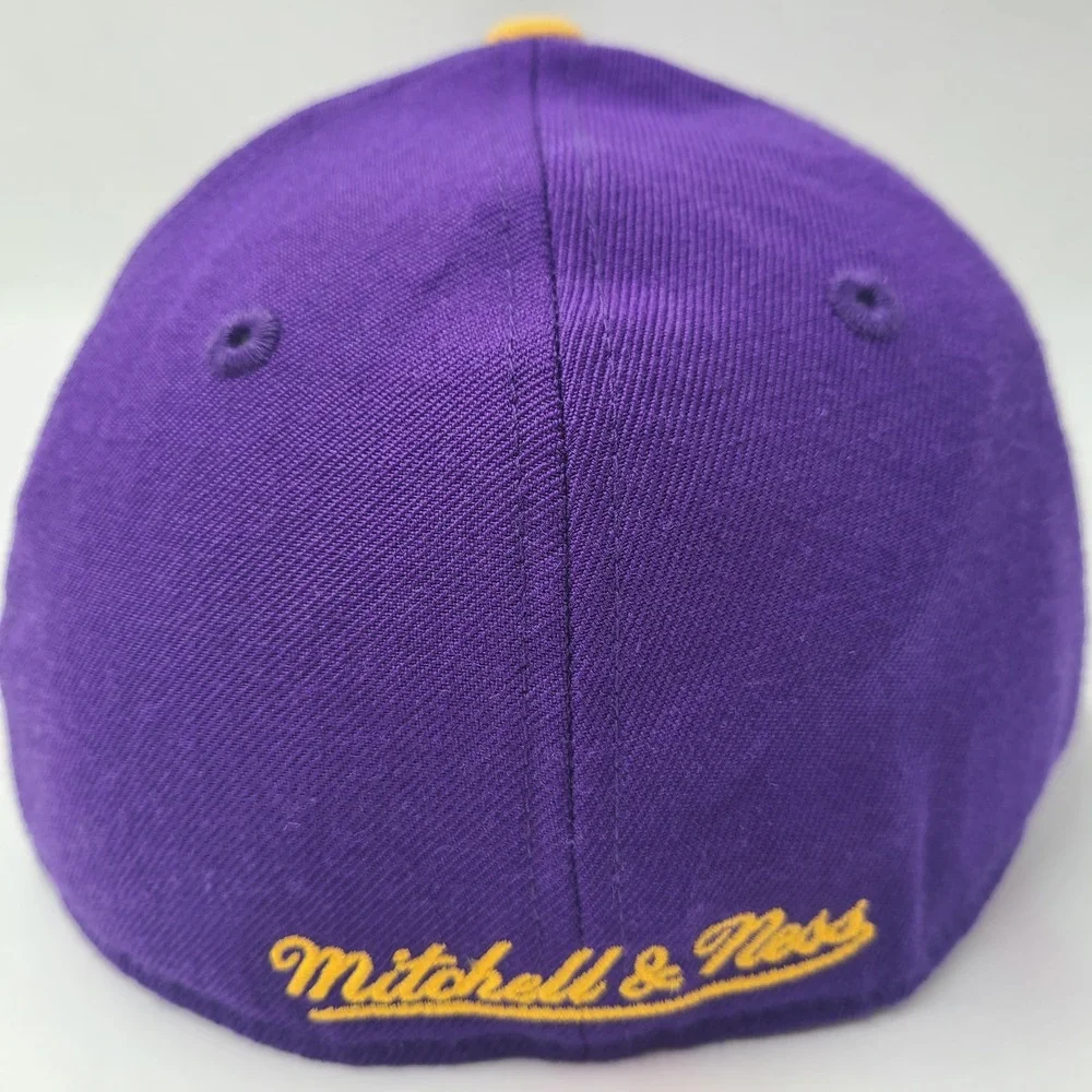 New Orleans Jazz Hat Fitted 7 Mitchell &‎ Ness Purple Yellow NBA Logo Wool Men